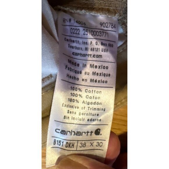 Carhartt Pants Mens 38x30 Tan Cotton Work Pants With Utility Pockets - Picture 5 of 9